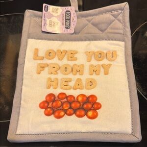 Gray and White Oven Mitt/potholder  pocket